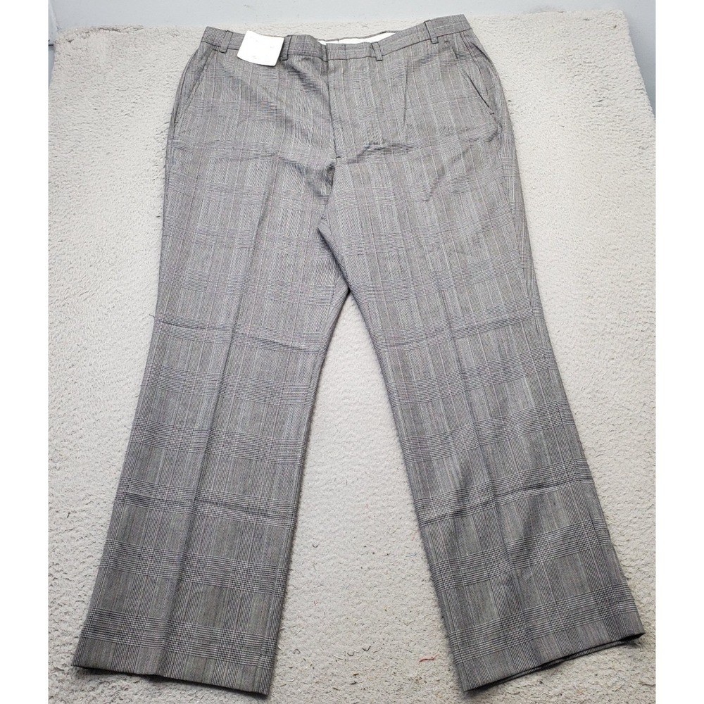 Oakton Dress Pants Mens 42 Multi Plaid Modern Fit Flat Front Formal Straight Leg